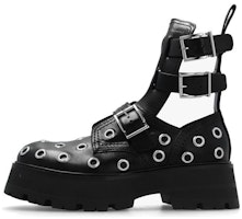 (Women) Alexander McQueen Leather Lace-Detail Booties 'Black' 733046WIC781081 (Women) Alexander McQueen Leather Lace-Detail Booties 'Black' 733046WIC781081