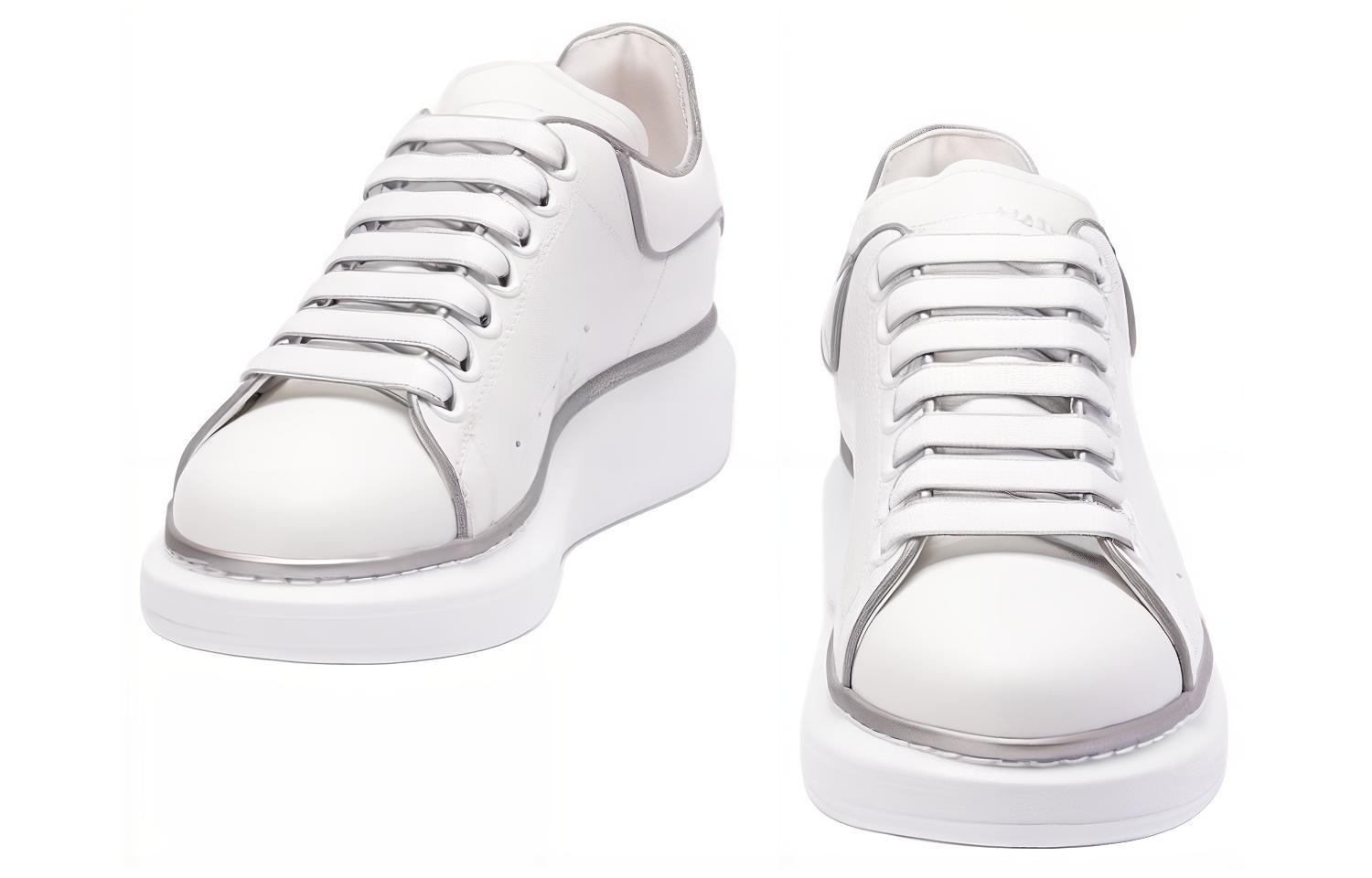 Lookbook Alexander McQueen 亞歷山大麥昆 皮革 時尚系帶 低幫 板鞋 女款 白色