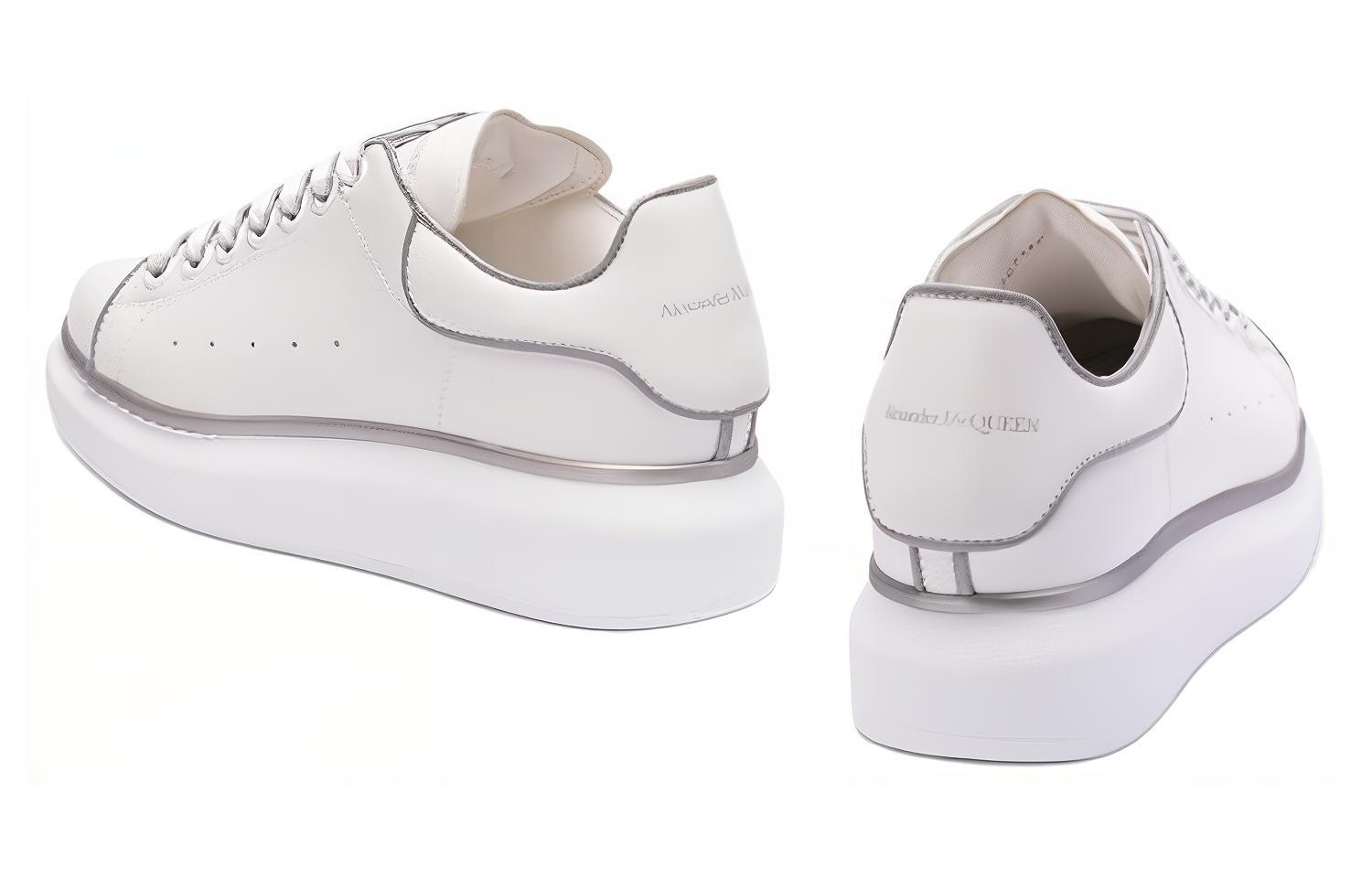 Shop Alexander McQueen 亞歷山大麥昆 皮革 時尚系帶 低幫 板鞋 女款 白色