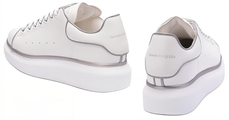 Alexander McQueen 亞歷山大麥昆 皮革 時尚系帶 低幫 板鞋 女款 白色 Shop Alexander McQueen 亞歷山大麥昆 皮革 時尚系帶 低幫 板鞋 女款 白色