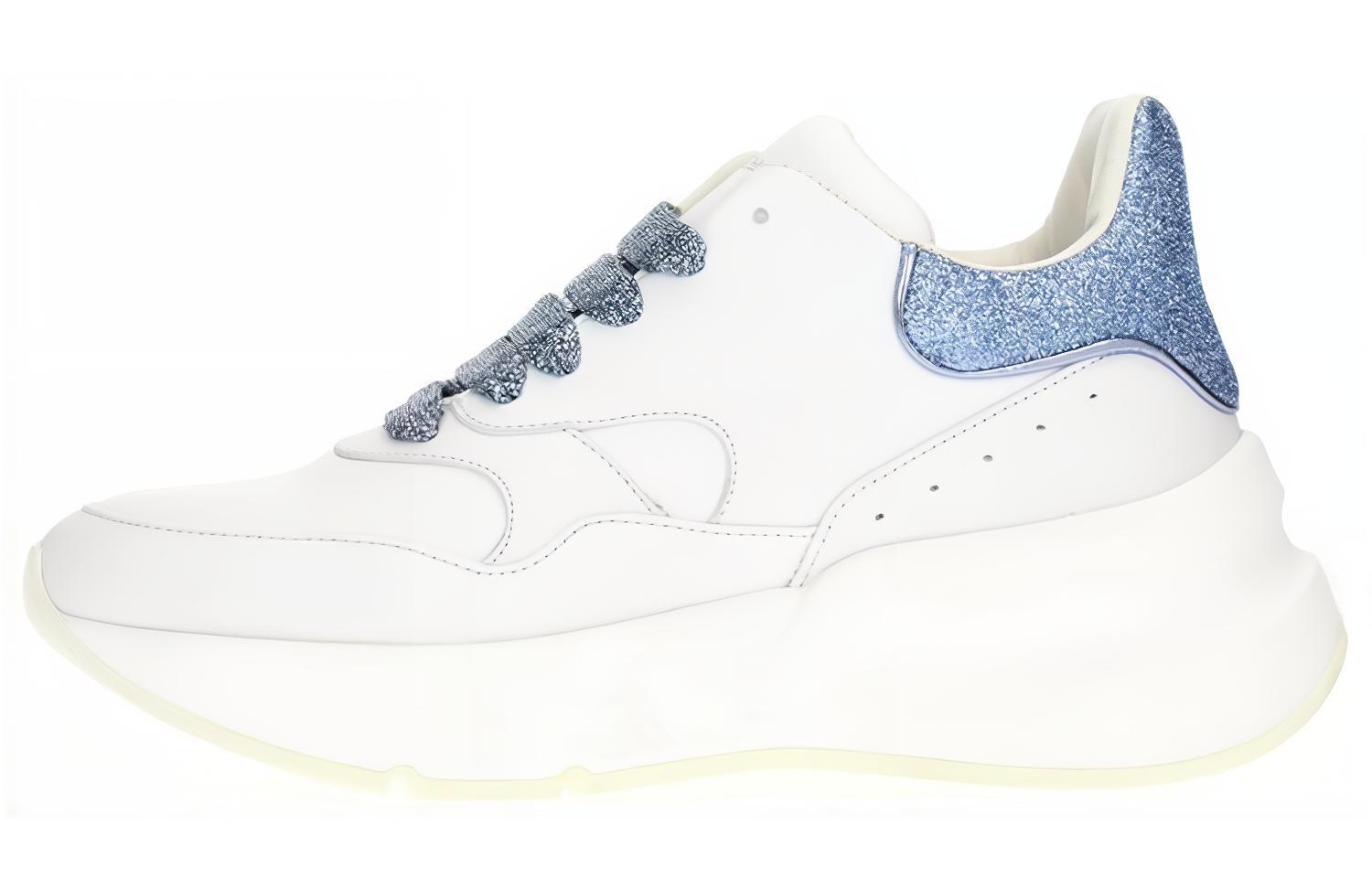 (Women) Alexander McQueen Leather Low-Top Sneaker 'White Blue' 586410WHVJU9833
