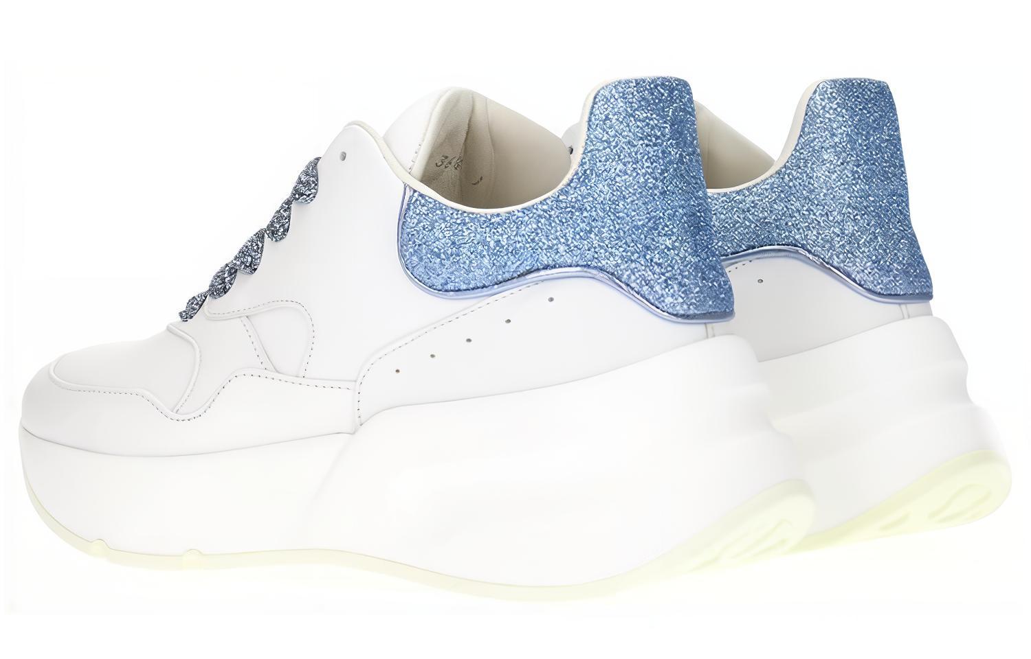 Lookbook (Women) Alexander McQueen Leather Low-Top Sneaker 'White Blue' 586410WHVJU9833