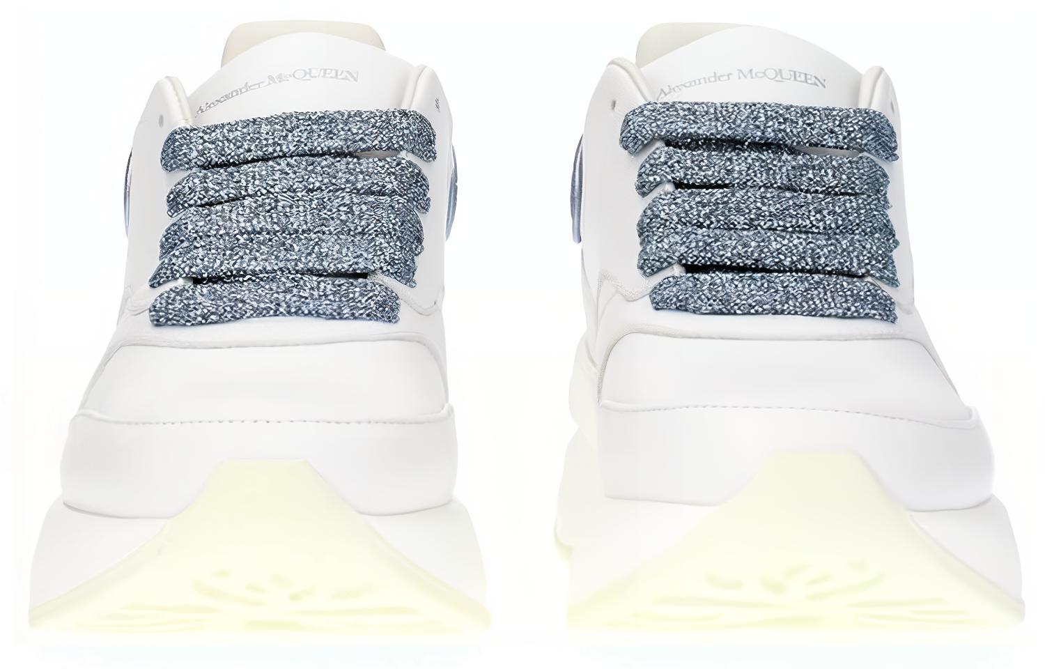 Shop (Women) Alexander McQueen Leather Low-Top Sneaker 'White Blue' 586410WHVJU9833
