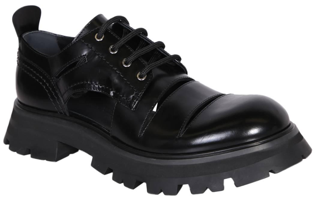 (W) Alexander McQueen Leather Low-Top Sneakers 'Black' 圖 3