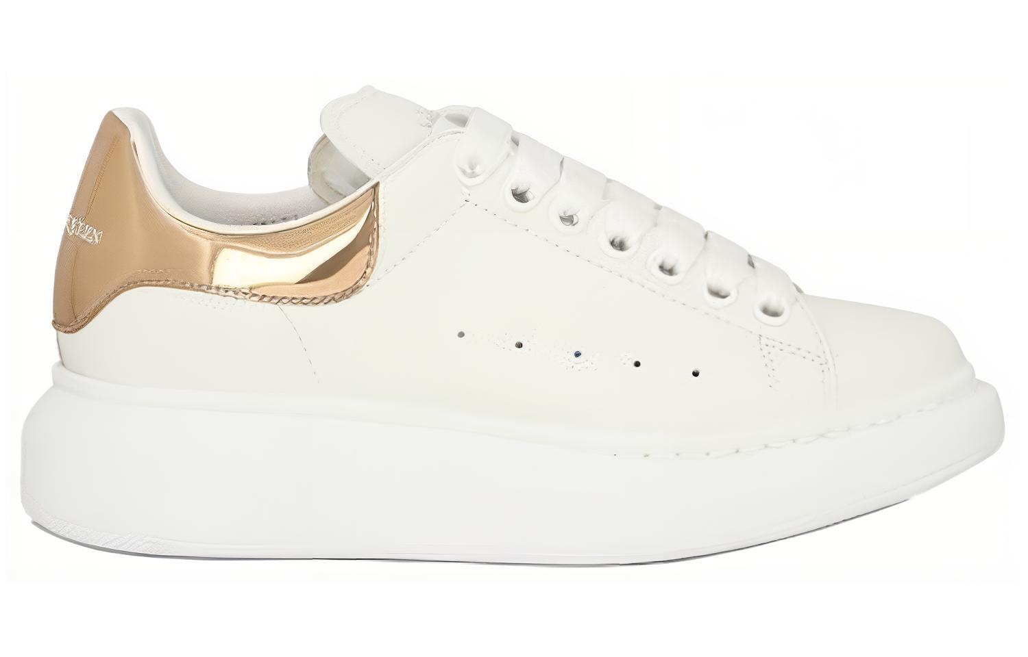 Order (W) Alexander McQueen Zapatillas de Cuero Low Top 'Punta Redonda Blanca' 718232WIEEL9094