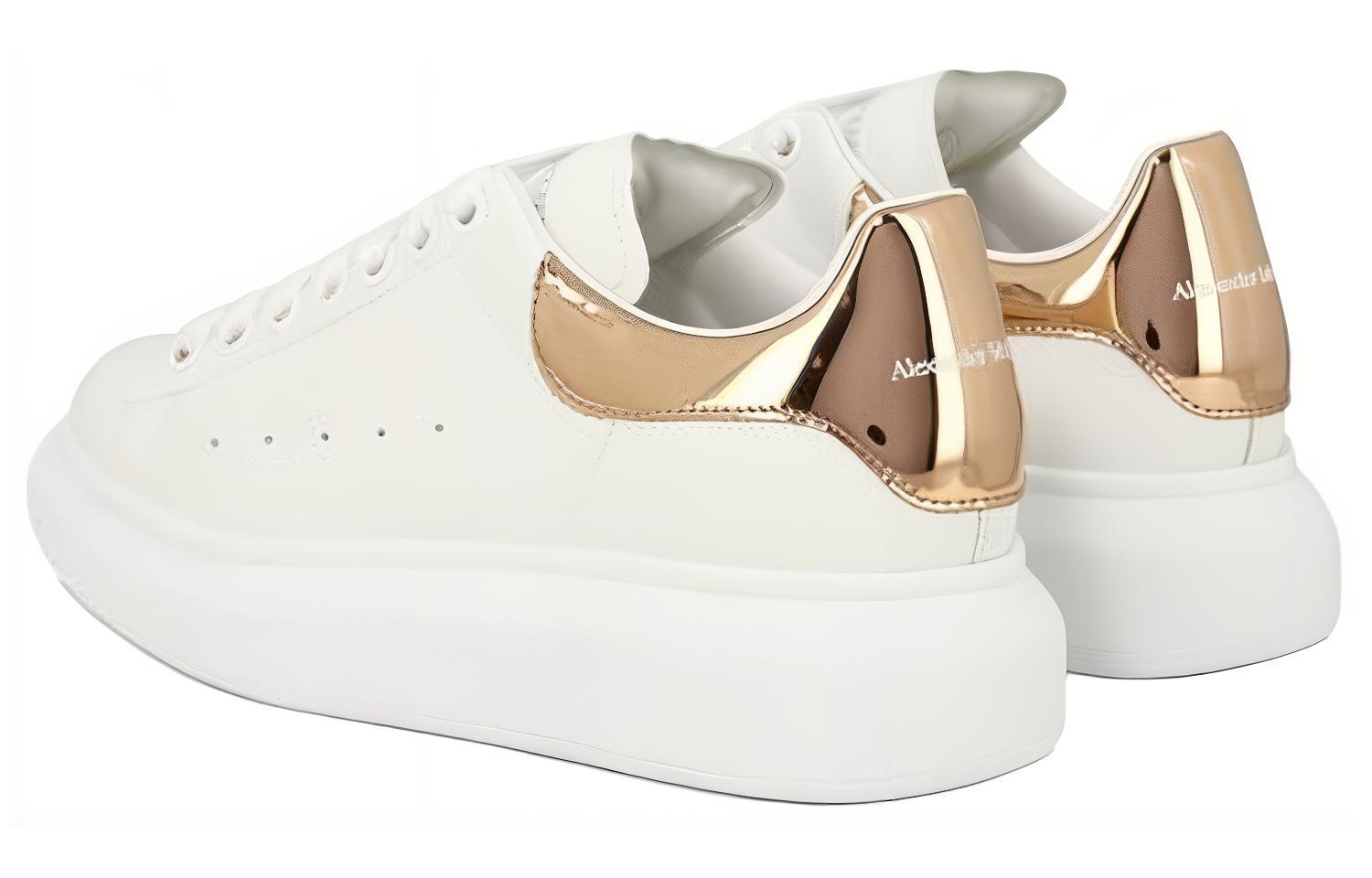 Shop (W) Alexander McQueen Zapatillas de Cuero Low Top 'Punta Redonda Blanca' 718232WIEEL9094