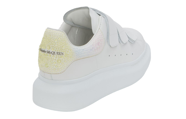 Shop (W) Alexander McQueen Zapatillas Bajas de Cuero 'Blanco Velcro' 733016WICYI9035