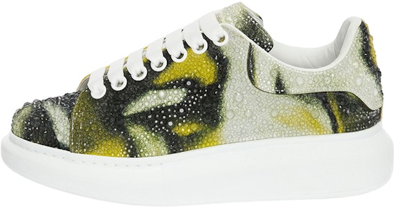 Alexander McQueen亞歷山大麥昆 皮革 低筒繫帶 時尚板鞋 女款 白黃黑 Buy Alexander McQueen亞歷山大麥昆 皮革 低筒繫帶 時尚板鞋 女款 白黃黑