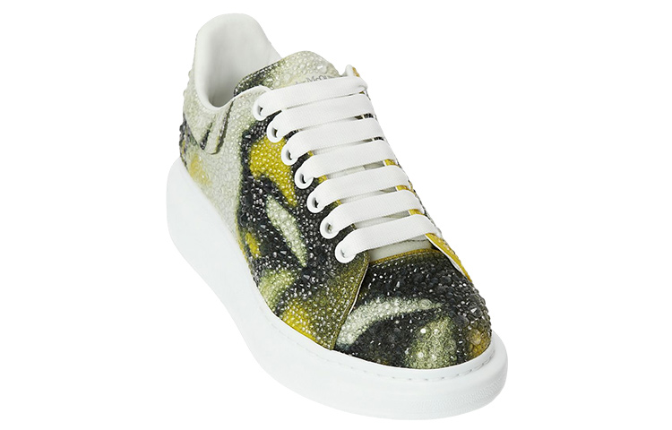 Order Alexander McQueen亞歷山大麥昆 皮革 低筒繫帶 時尚板鞋 女款 白黃黑