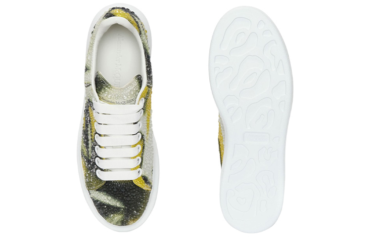 Shop (W) Alexander McQueen Leren Lage Sneakers ''Wit Geel Zwart'' 718242WICU48942