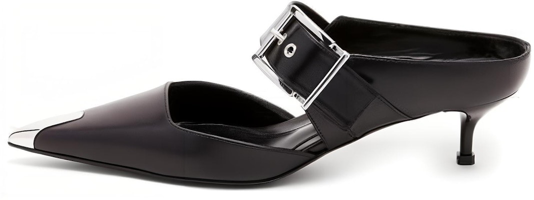 (Women) Alexander McQueen Leather Open-Back Pointed Toe Fashion Slide 4cm 'Punk Black' 757514WIEA11081 Buy (Women) Alexander McQueen Leather Open-Back Pointed Toe Fashion Slide 4cm 'Punk Black' 757514WIEA11081