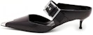 (W) Alexander McQueen Kulit Terbuka Tumit Runcing Fesyen Slip 4cm 'Punk Hitam' 757514WIEA11081