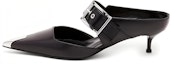 Buy (W) Alexander McQueen Kulit Terbuka Tumit Runcing Fesyen Slip 4cm 'Punk Hitam' 757514WIEA11081