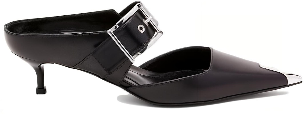 (Women) Alexander McQueen Leather Open-Back Pointed Toe Fashion Slide 4cm 'Punk Black' 757514WIEA11081 Order (Women) Alexander McQueen Leather Open-Back Pointed Toe Fashion Slide 4cm 'Punk Black' 757514WIEA11081