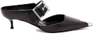 (W) Alexander McQueen Kulit Terbuka Tumit Runcing Fesyen Slip 4cm 'Punk Hitam' 757514WIEA11081