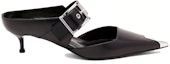 Order (W) Alexander McQueen Kulit Terbuka Tumit Runcing Fesyen Slip 4cm 'Punk Hitam' 757514WIEA11081