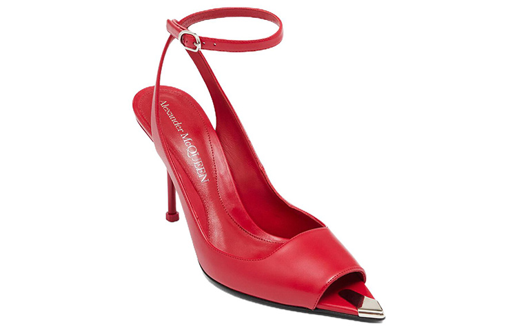 Order (W) Sandal Gesper Terbuka Kulit Alexander McQueen 'Merah' 757489WIEA16088