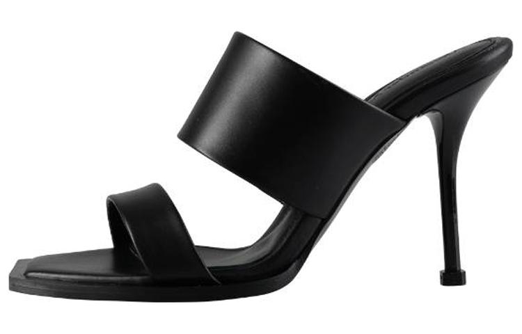 (Women) Alexander McQueen Leather Open-Toe High Heel Black 'Fashion Sandal' 747581WIDQ01000