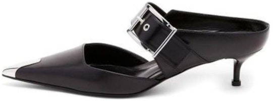 (Women) Alexander McQueen Leather Open-Back Pointed Toe Fashion Slide 4cm 'Punk Black' 757514WIEA11081 (Women) Alexander McQueen Leather Open-Back Pointed Toe Fashion Slide 4cm 'Punk Black' 757514WIEA11081
