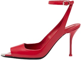 (Women) Alexander McQueen Leather Open-Toe Buckle Slide 'Red' 757489WIEA16088 (Women) Alexander McQueen Leather Open-Toe Buckle Slide 'Red' 757489WIEA16088