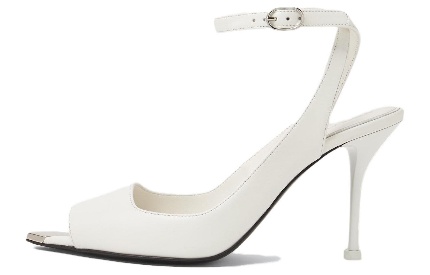 (Women) Alexander McQueen Leather Open Toe Buckle Sandal 'White' 757489WIEA19359