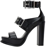 (Women) Alexander McQueen Leather Open Toe Buckle Sandal 'Black' 734984WHSWD1081 (Women) Alexander McQueen Leather Open Toe Buckle Sandal 'Black' 734984WHSWD1081