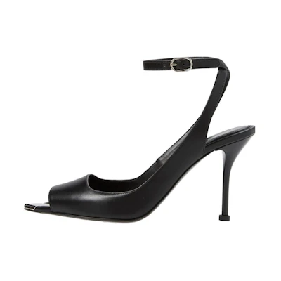 (W) Alexander McQueen Punk Peep Toe 4 In Sandals Silver 'Black'