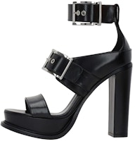 (Women) Alexander McQueen Leather Open Toe Buckle Sandal 'Black' 734984WHSWD1081 (Women) Alexander McQueen Leather Open Toe Buckle Sandal 'Black' 734984WHSWD1081