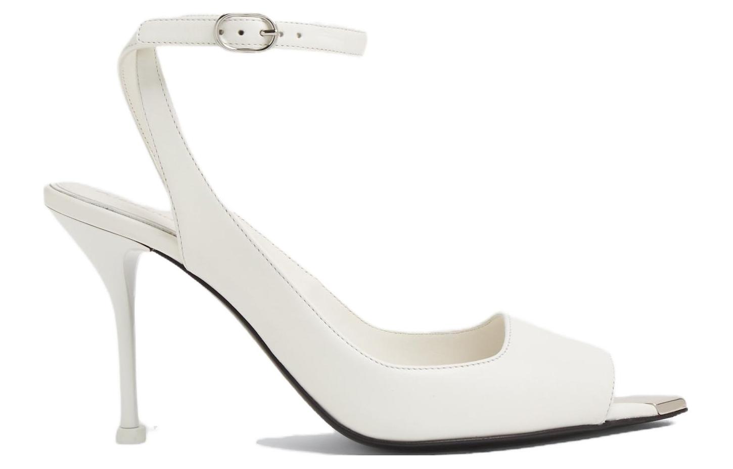 Order (W) Alexander McQueen Kulit Sandal Terbuka Bertali 'Putih' 757489WIEA19359