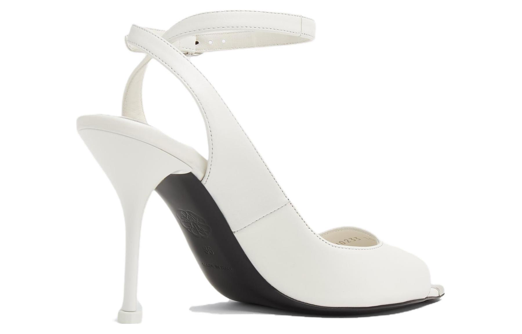 Shop (W) Alexander McQueen Kulit Sandal Terbuka Bertali 'Putih' 757489WIEA19359
