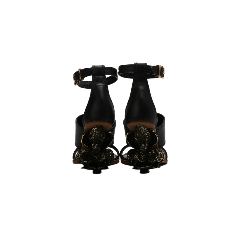Details for (Women) Alexander McQueen Leather Open Toe Flat Sandals 'Black' 21831WHXZC1088
