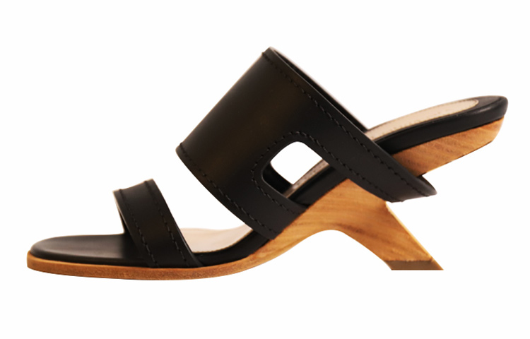 (Women) Alexander McQueen Leather Open Toe Slide 'Black' 621840WHXZ71039