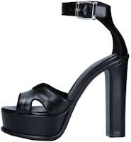 (Women) Alexander McQueen Leather Open Toe Slide 'Black Fashion' 710039WIC761081 (Women) Alexander McQueen Leather Open Toe Slide 'Black Fashion' 710039WIC761081