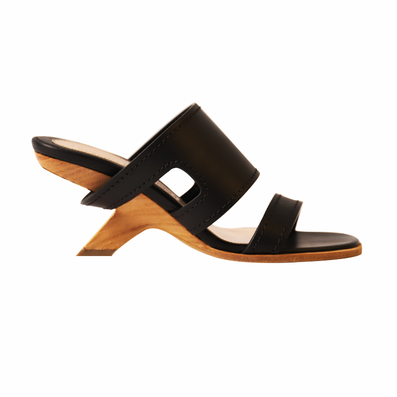 Order (Women) Alexander McQueen Leather Open Toe Slide 'Black' 621840WHXZ71039