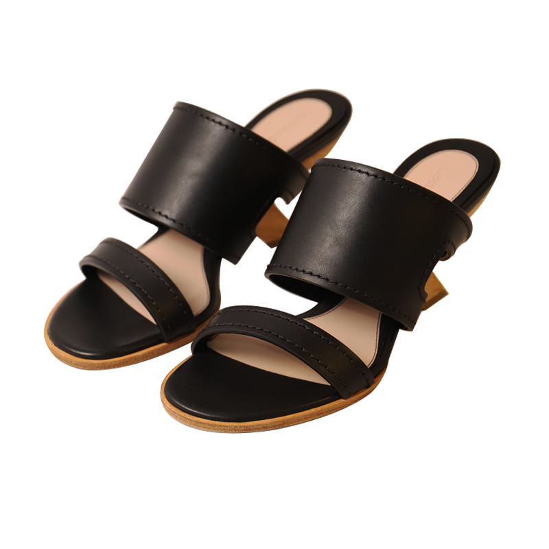 Lookbook (Women) Alexander McQueen Leather Open Toe Slide 'Black' 621840WHXZ71039