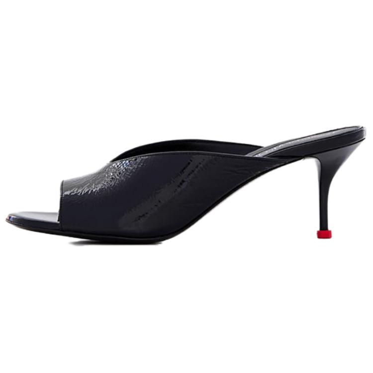 (Women) Alexander McQueen Leather Peep Toe Flat Mule 'Black' 790126WIFF21037