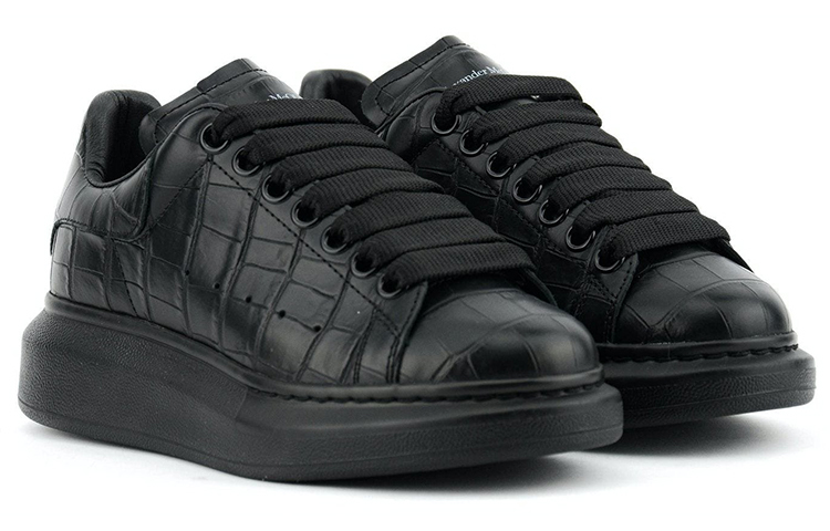 Order Alexander McQueen亞歷山大麥昆 皮革 鱷魚紋 增高鞋 女款 黑色