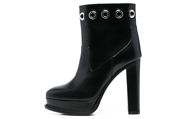 (Women) Alexander McQueen Leather Platform Ankle Boot 'Black High-Heel' 734970WHSWD1081