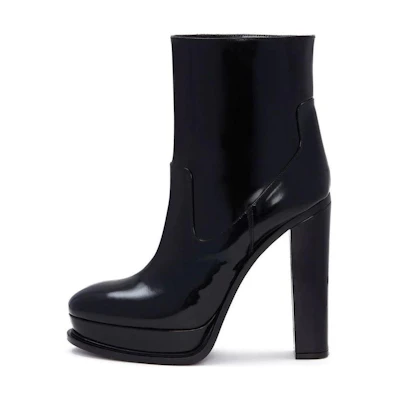 (W) Alexander McQueen Leather Ankle Boot 'Black'