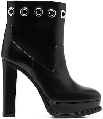 (W) Bota de Tobillo Alexander McQueen de Plataforma de Cuero 'Tacón Alto Negro' 734970WHSWD1081 Order (W) Bota de Tobillo Alexander McQueen de Plataforma de Cuero 'Tacón Alto Negro' 734970WHSWD1081