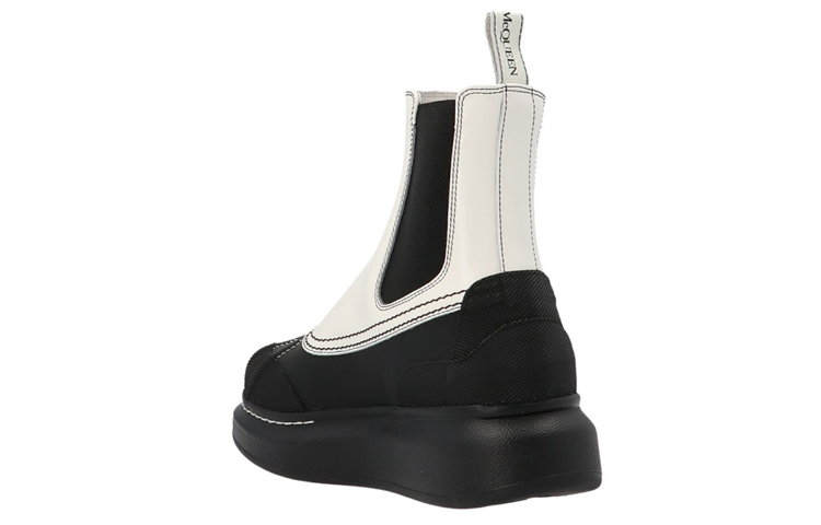 Lookbook Alexander McQueen 亞歷山大麥昆 皮革 套腳增高 低筒 切爾西靴 女款 白黑色