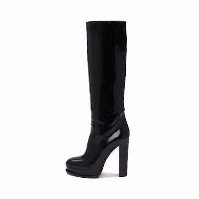 (W) Alexander McQueen Leather Knee-High Boot 'Black'