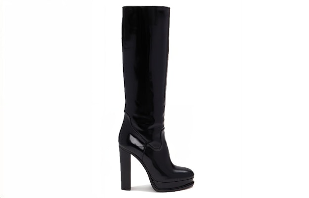 (Women) Alexander McQueen Leather Platform High-Top Boot 'Black 12cm Heel' 734979WHSW01000 Order (Women) Alexander McQueen Leather Platform High-Top Boot 'Black 12cm Heel' 734979WHSW01000