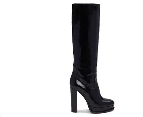 (W) Alexander McQueen Sepatu Boots Tinggi Kulit Platform 'Hak 12cm Hitam' 734979WHSW01000 Order (W) Alexander McQueen Sepatu Boots Tinggi Kulit Platform 'Hak 12cm Hitam' 734979WHSW01000