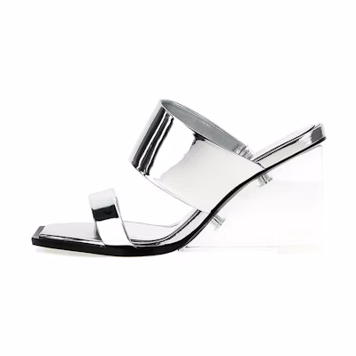 (W) Alexander McQueen Leather Platform Open-Toe Sandals 'Silver'