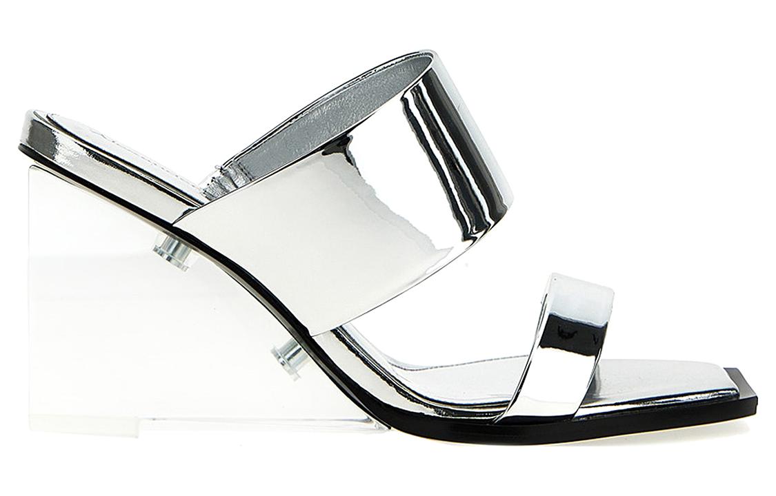 Order (W) 알렉산더 맥퀸 실버 가죽 플랫폼 샌들 747190W4WG08100