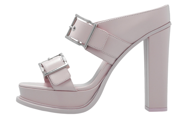 Buy (W) アレキサンダー・マックイーン レザー プラットフォーム パープオープントゥ 734985WHSWD5739