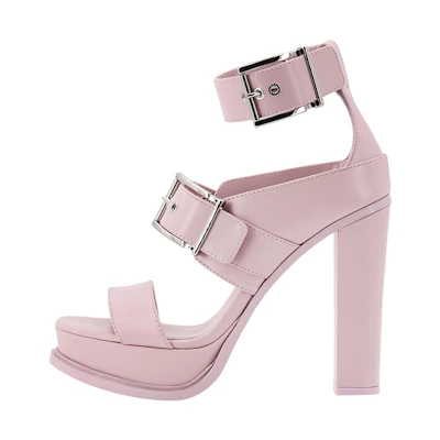 (W) Alexander McQueen Leather Platform Sandal 'Pink Buckle'