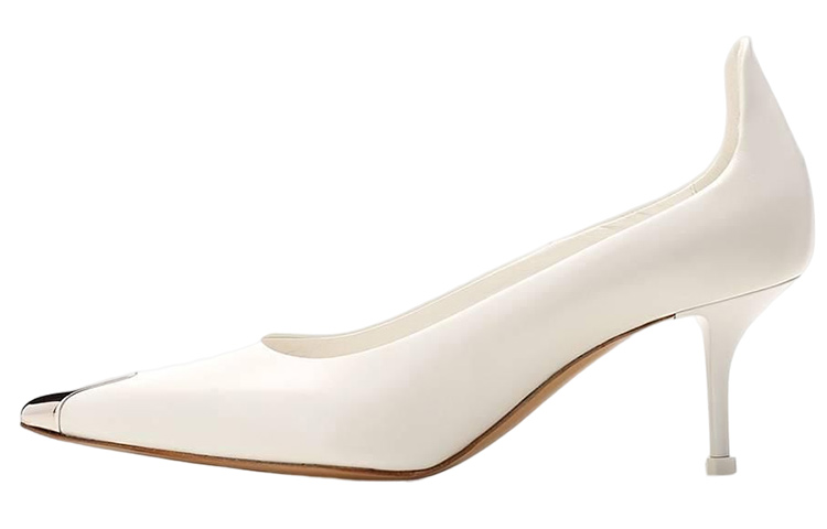 (Women) Alexander McQueen Leather Pointed-Toe High Heel 'White' 709999WHSWD9359