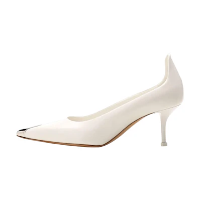 (W) Alexander McQueen Leather Pointed-Toe High Heel 'White'